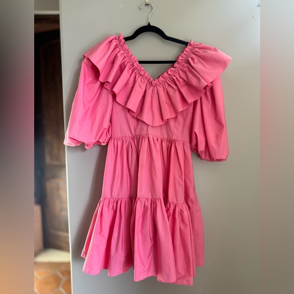 Beulah Style Pink Ruffle Tiered Maxi Dress Cottagecore Boho Romantic S Soft Girl